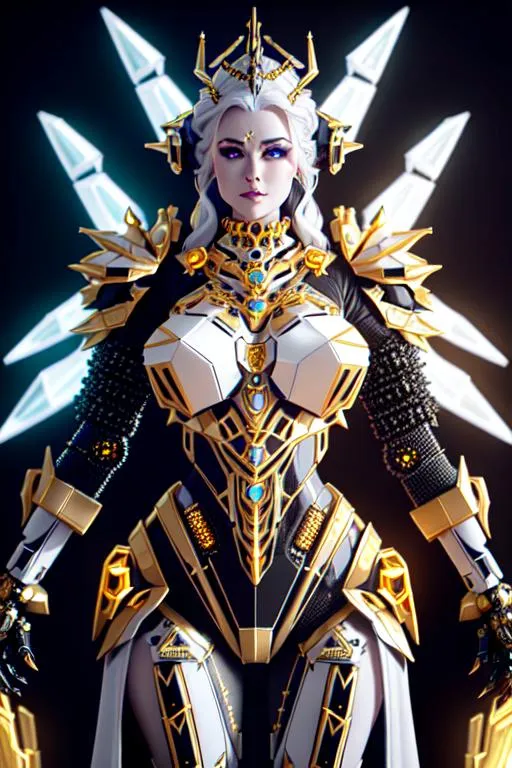 epic 3d portrait of halfrobot white queen wearing me... | OpenArt