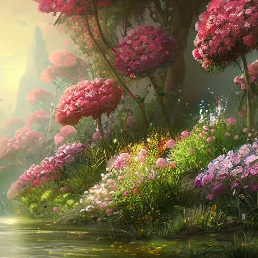 Prompt: a painting of flowers, a detailed matte painting, fantasy art, Artstation, artstation hq, matte painting, artstation hd