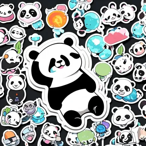 Prompt: sticker, cute panda bear, anime, sticker design, immersive realism, vector, black borders, clean outlines, white background --no deformation, mutation, bad analogies, crowded lines, bad shapes, artifacts