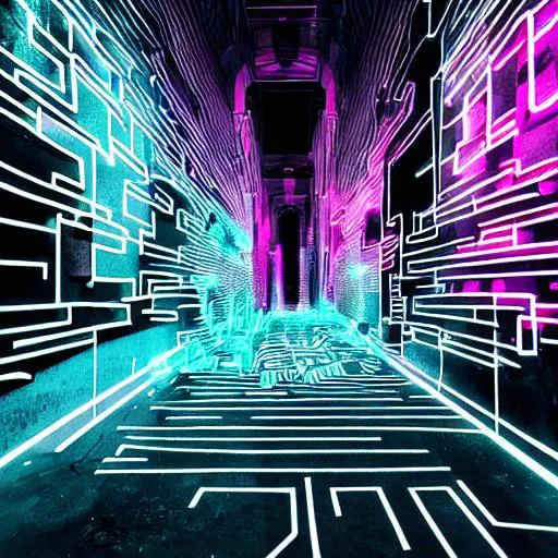 Prompt: Capture the essence of a greyscale maze transforming into a burst of vibrant neon colors around the next corner. Imagine shades of grey, but as you turn the corner, the maze explodes with a riot of electrifying neon hues.

Consider framing the shot from a first-person perspective, as if the viewer is the one about to turn the corner. Play with lighting to emphasize the greyscale ambiance in the foreground, gradually leading the eye towards the corner where the vibrant colors come alive.



Remember, the photo should evoke a sense of anticipation and excitement. It should showcase the contrast between the dull greyscale world and the exhilarating burst of neon colors that await just around the corner.