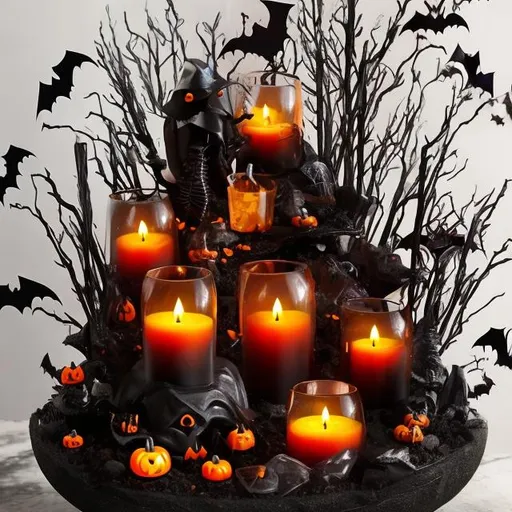 Prompt: A halloween crystal garden