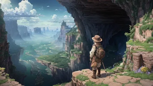 Prompt: Made In Abyss,

masterpiece intricate hyperdetailed best quality flat color pencil sketch 2D 1 anime man, short brown hair, hyperdetailed brown and white and green steampunk fantasy leather and cotton clothes, hyperdetailed face

scenic view landscape 2D flat color medieval city on the gigantic abyss hole vector background, action shot, extreme long shot wide view, full frame wide angle,

sunshine, blue sky, cinematic lighting,

precise hard pencil strokes, thick and hard pencil outline,

hyperdetailed 2D vector concept art picture, vector, illustration, character concept,

2D fantasy concept art style, inspired by final fantasy art, adventure, inspiring, colorful, heroic fantasy art,