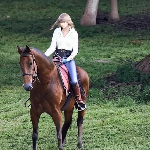 Prompt: Taylor swift as a horse rider