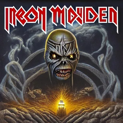 Prompt: iron maiden  album cover