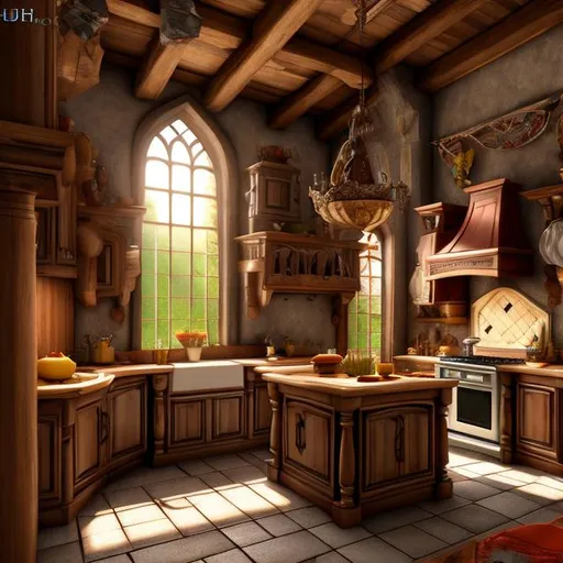 Prompt: fantasy, kitchen interior, UHD, HD, 8K, 