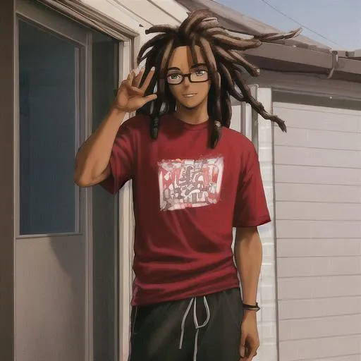 AI Image Generator Black male character with green eyes and dreadlocks