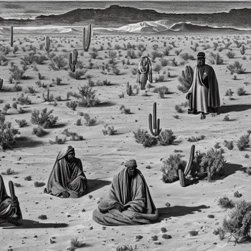 Prompt: Black Hebrews in desert
