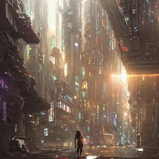 A cyberpunk ship on the street of a cyberpunk city,... | OpenArt