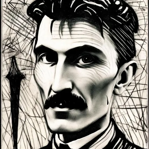 Prompt: Nikola Tesla drawn by Basquiat as anime