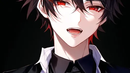 Prompt: Damien (male, short black hair, red eyes) open mouth