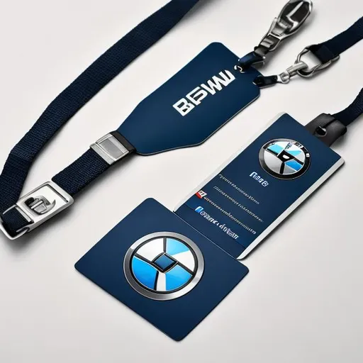 Prompt: BMW car themed ID card and lanyard