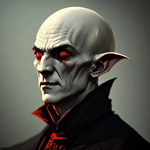 Prompt: Nosferatu, fantasy art, illustration, dark fantasy, epic, fantasy, intricate, hyper-detailed, scary, blood dripping, bloodthirsty gore, highly detailed facial features, highly detailed body, chiseled features, artstation, concept art, smooth, sharp focus, ray tracing, vibrant, photorealistic