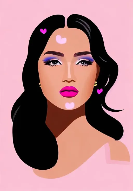 Prompt: Simple, Fun, clip art digital portrait of a young beautiful woman, minimalist, digital painting, aesthetic, feminine, pastel and glittery, cute