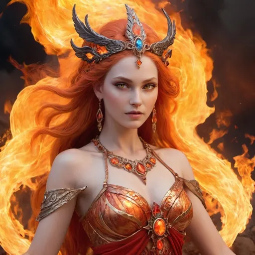 Prompt: Fantasy Goddess of fire