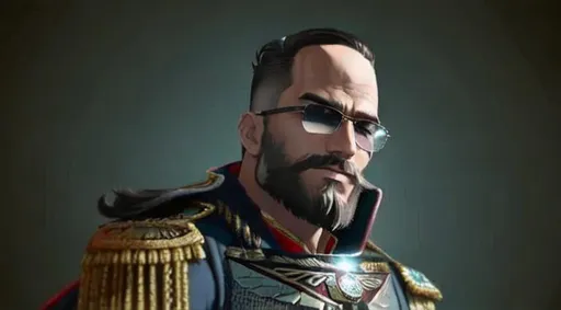 Prompt: realistic Gigachad Commisar with beard