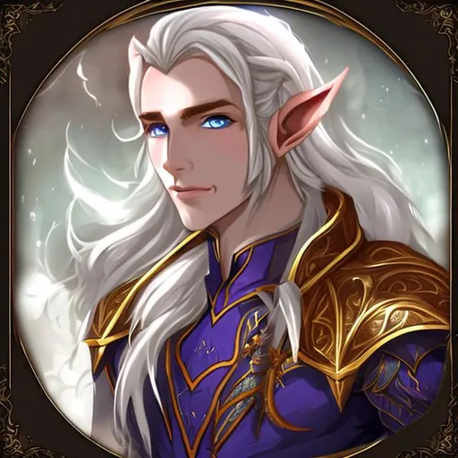 Prompt: pretty male bard high elf