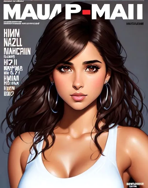 Prompt: hip hop magazine cover - full body
Naomi Scott, 26 years old, brown hair, happy, parted bangs, brown eyes, ethereal, hip hop clothing, wild hair, royal vibe, highly detailed, digital painting, Trending on artstation , HD quality, tan skin, Big Eyes,artgerm, by Ilya Kuvshinov