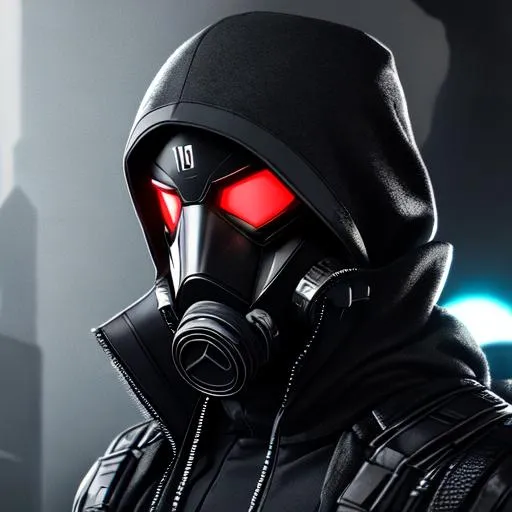 Prompt: Male agent from Marvel with a gas mask, black and grey cyberpunk outfit with a hood, background cave, Hyperrealistic, sharp focus, Professional, UHD, HDR, 8K, Render, electronic, dramatic, vivid, pressure, stress, nervous vibe, loud, tension, traumatic, dark, cataclysmic, violent, fighting, Epic