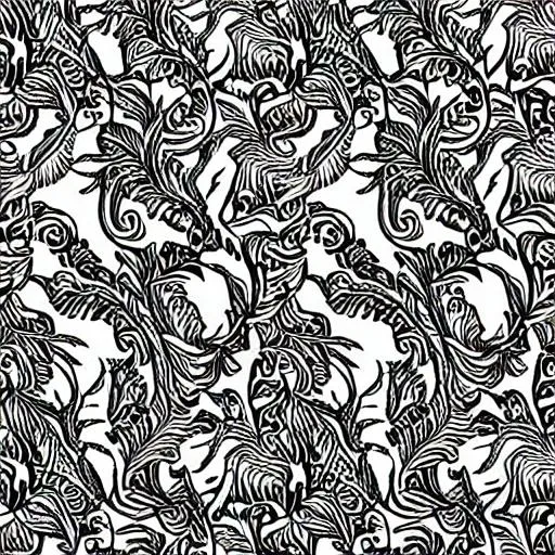 Prompt: Highly detailed Acanthus leaf Filigree scroll work line art pattern black and white