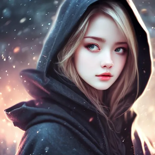 Prompt: Digital art, semi realistic, anime art, woman, beautiful, gorgeous, close up portrait, wearing a cloak