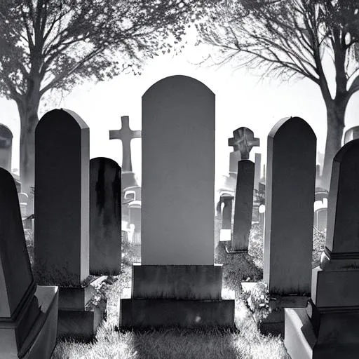 Prompt: A ghost in cemetery