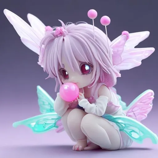 Prompt: a tiny anime fairy with the size of a lolipop is in the mouth of a human