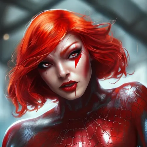 Prompt: Red Hair Spider woman