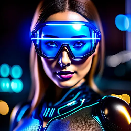 Prompt: an augmented female with a transparent suit with visible skin, with futuristic glasses,
portrait, Long shot, wide angle, 24mm lens, implants, high details, realistic , dark lighting, professionally colour graded, photorealism, 8k