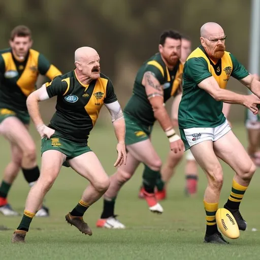 Prompt: walter white playing Australian rules football