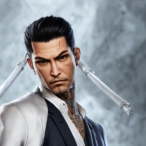 Prompt: yakuza suit ninja , 4k, uhd, realistic, perfect