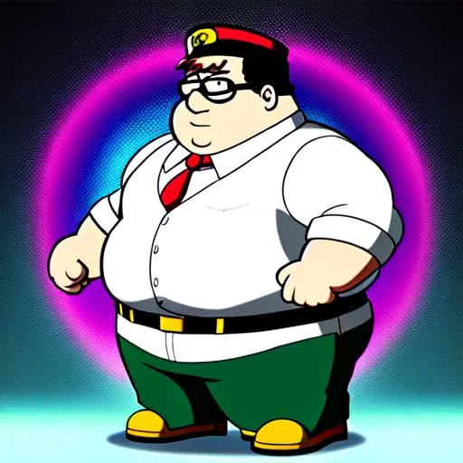 Prompt: professional digital art in the style of jojo's bizarre adventures, peter griffin from family guy, UHD, 4K