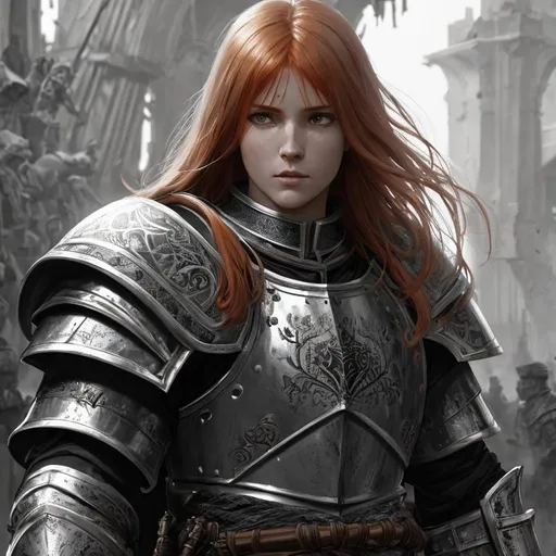 ginger hair, blood:10, gore, battle, guts, knight pl... | OpenArt