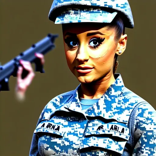 Prompt: Ariana Grande as a soldier