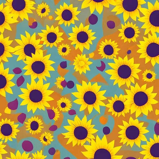 Prompt: sun flowers patterns in squares shapes,colourfull,minimalist,illustrator,
