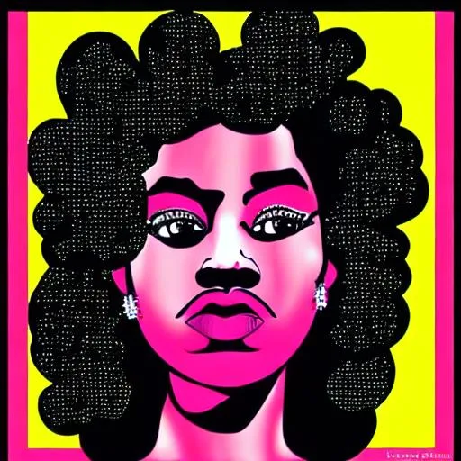Prompt: black woman with curly hair
 in pop art style