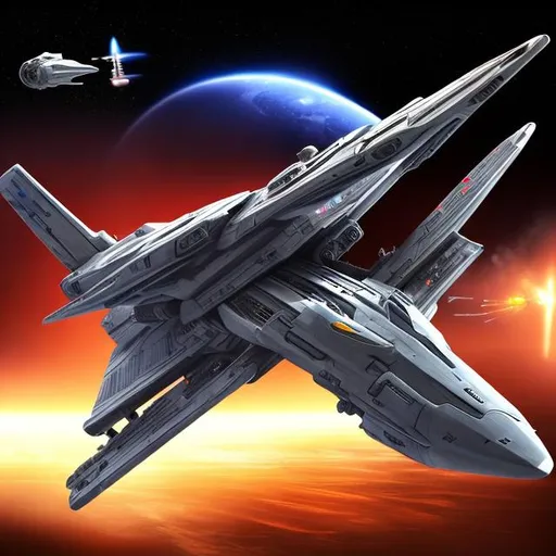 Prompt: Massive Spaceship, galaxy war, laser gun, space, explode, battle aircraft, missile,