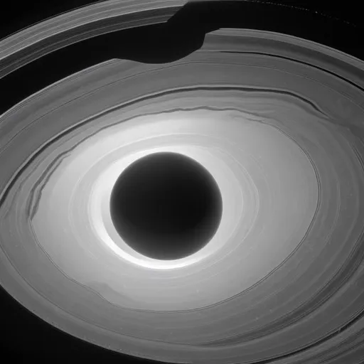 Prompt: point of view inside the rings of saturn