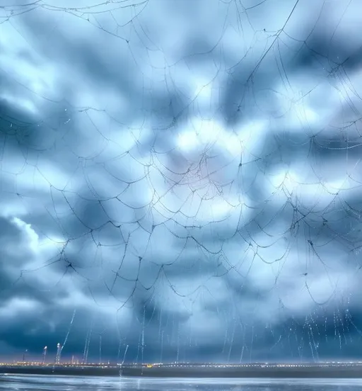 Prompt: Spider Web merged with lightning