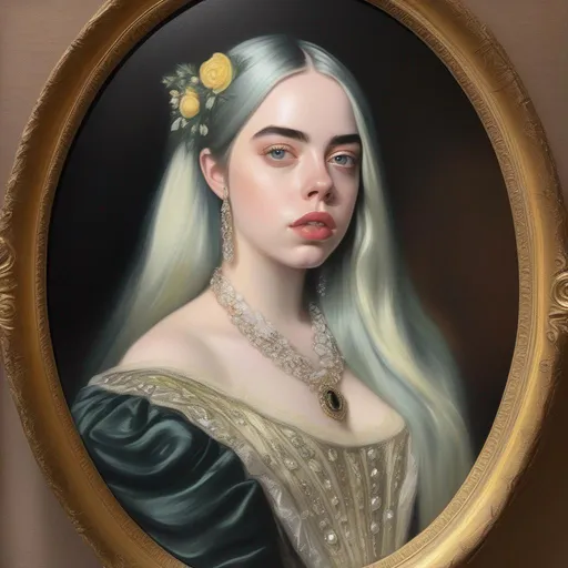 Prompt: billie eilish as a victorian beauty in an oil painting