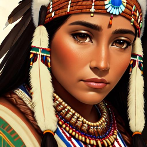 native american princess, earth tones, closeup