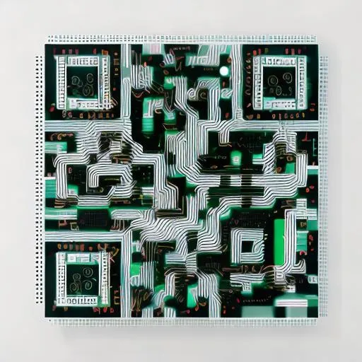 Prompt: an AI circuit board on a white background 