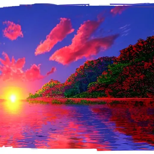 Prompt: sunset,high color,fantasy,8k,full color, animations
