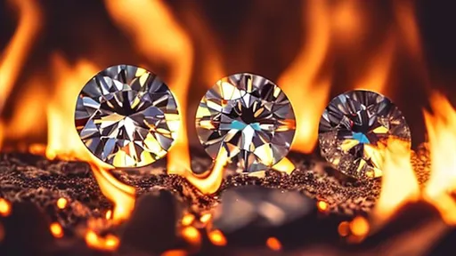 Prompt: Different colour of diamonds around a fire