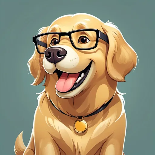 Prompt: A cartoon friendly golden retriever that is smart