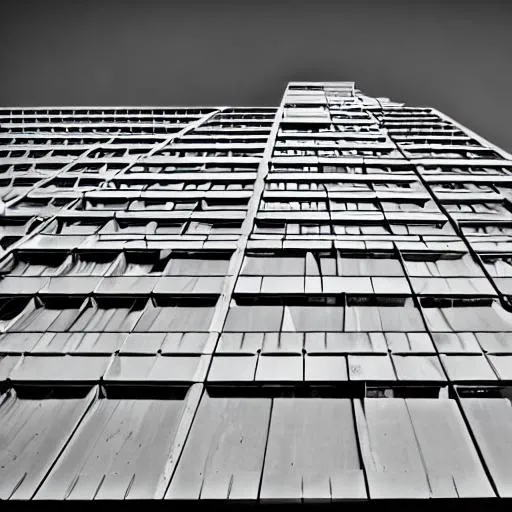 Prompt: brutalist building, bw, perspective shot