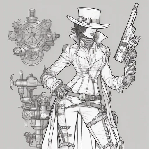 Prompt: steampunk assassin lineart,👾 🤖