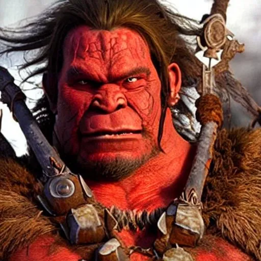 Prompt: red skin, orc warcraft movie Durotan
