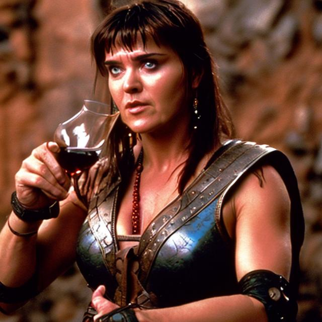 Xena Warrior Princess Drinking Malbec