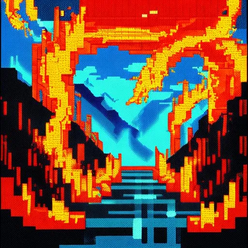 Fire in Mid journey pixel art | OpenArt