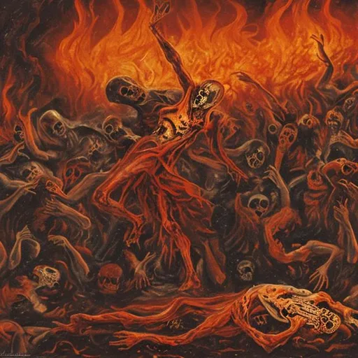 Prompt: dead body dancing in hell